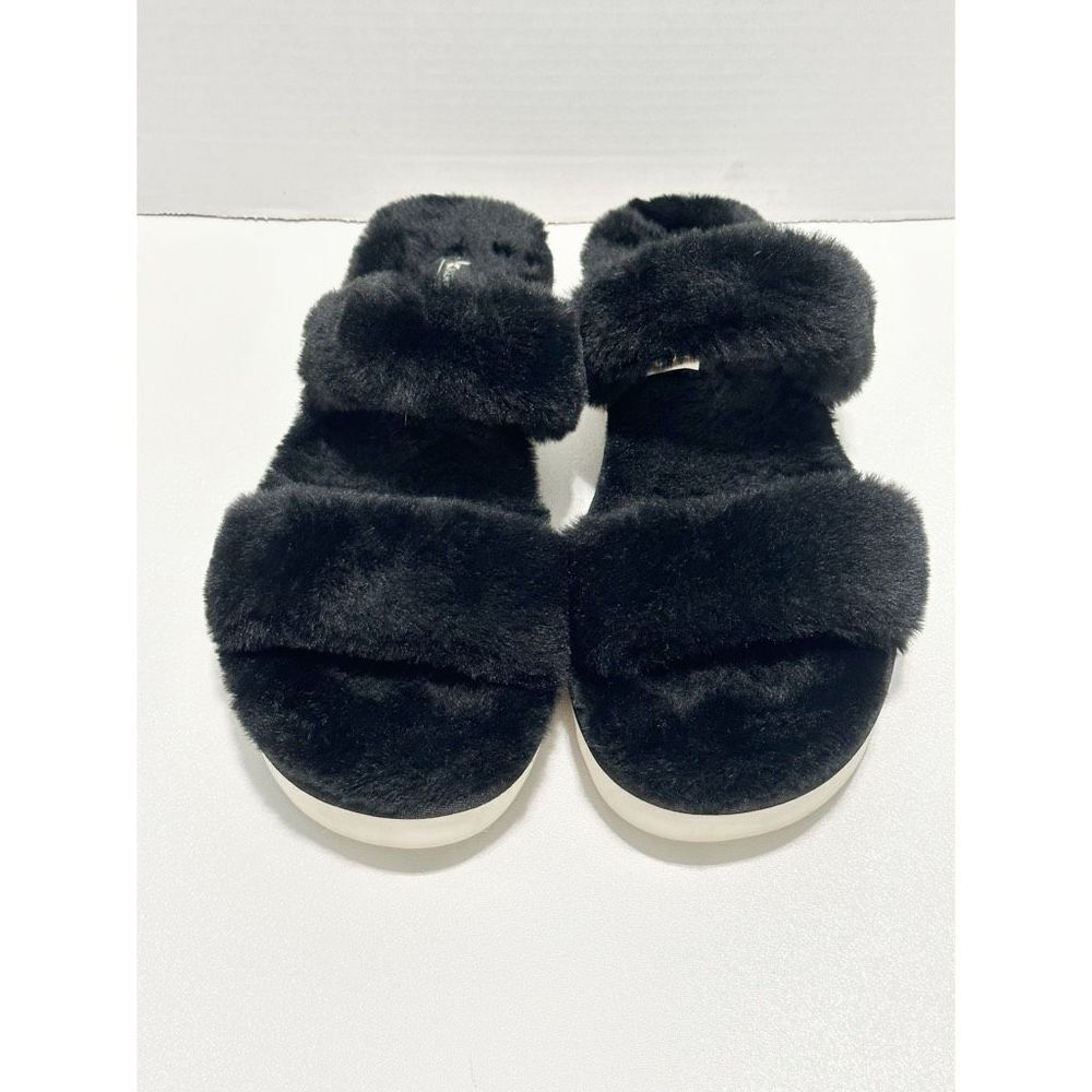 Koolaburra Fuzz-On Faux Fur Sandal Slippers Slide On Black White Women’s Size 12 - Picture 3 of 13
